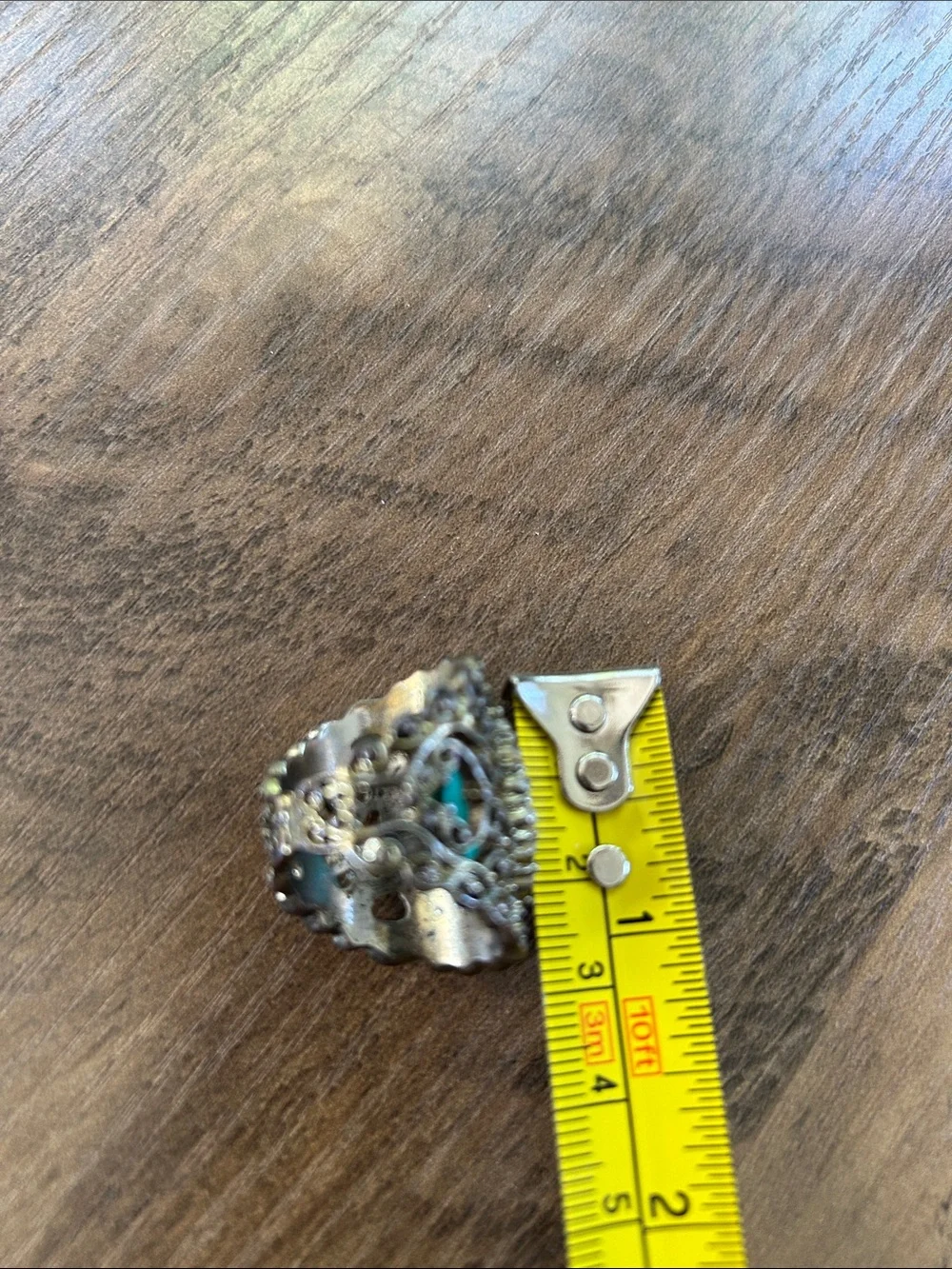 Vintage Turquoise Oval Statement Ring with Crystal Halo - Women Jewelry 7 1/2